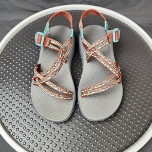 Chaco Womens Z Cloud X‎ Sport Sandals Hiking Strappy Orange Teal Gray Size 8